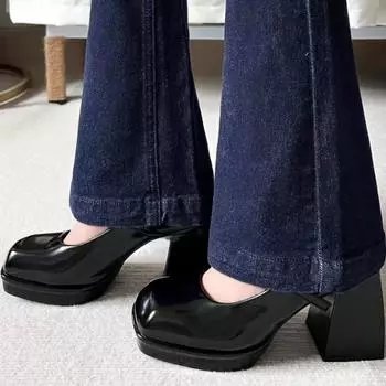 Женские туфли Mary Jane на высоком каблуке, толстая подошва, ремешок с пряжкой, большой размер – Осень/Зима 2025 Size 38