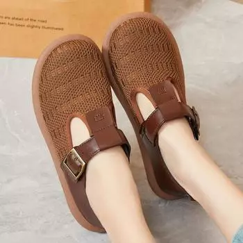 Женские туфли мягкие подошвы не устают ноги, летняя новая модная универсальная повседневная обувь, удобные однопедальные туфли для мам 36