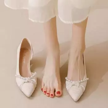 Женские туфли на каблуках Босоножки на высоком каблуке Острый нос Элегантные женские туфли Туфли-лодочки Средний каблук Новые повседневные удобные дизайнерские 35