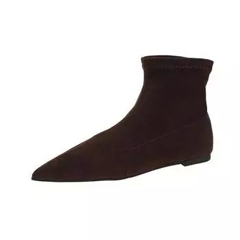 Женские туфли на каблуках с острым носком, сексуальные дизайнерские ботильоны-гладиаторы, низкий каблук, до середины икры, резиновая подошва, женские ботильоны для женщин 35 темно-коричневого