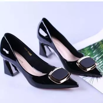 Женские туфли на каблуках, свадебные туфли, женская обувь на высоком каблуке с острым носком, элегантные офисные туфли, женские туфли-лодочки, женские классические туфли-лодочки, туфли на одной платформе 35 чёрный
