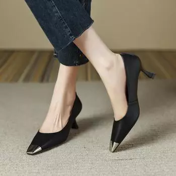 Женские туфли на каблуках, свадебные туфли, женская обувь на высоком каблуке с острым носком, элегантные офисные туфли, женские туфли-лодочки, женские классические туфли-лодочки, кожаные туфли-лодочки 40 абрикосовый