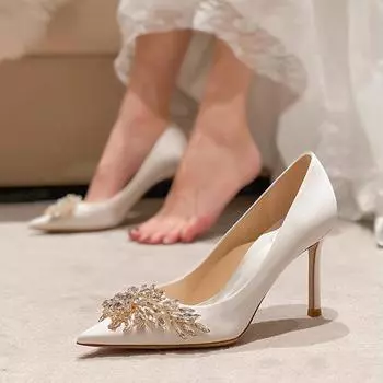 Женские туфли на каблуках, свадебные туфли, женская обувь на высоком каблуке с острым носком, элегантные офисные туфли, женские туфли-лодочки, женские классические туфли-лодочки, модельные туфли 40 белый