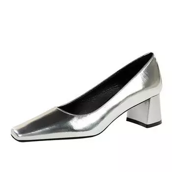 Женские туфли на каблуке 5 см, средний толстый каблук, маленькая квадратная головка, неглубокий педикюр, универсальные туфли для банкета, весна-осень DS-5288-9 34 чёрный