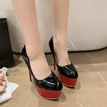 Женские туфли на каблуке с квадратным круглым носком и неглубоким вырезом, женские туфли для вечеринок, большие размеры, милые туфли Zapatillas De Mujer 35