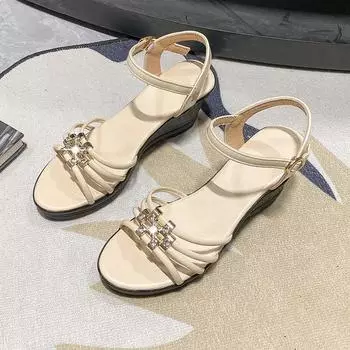 Женские туфли на каблуке с открытым носком 2025 Роскошь в предложении Оригинальные распродажи Летние Удобные Новые Дышащие Модные Повседневные Женские Сандалии 35