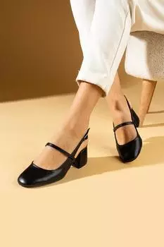 Женские туфли на каблуке с пряжкой и одним ремешком 001-444-24Объем