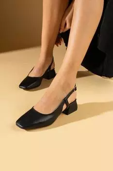 Женские туфли на каблуке с тупым носком и пряжкой 64-0402-24Объем