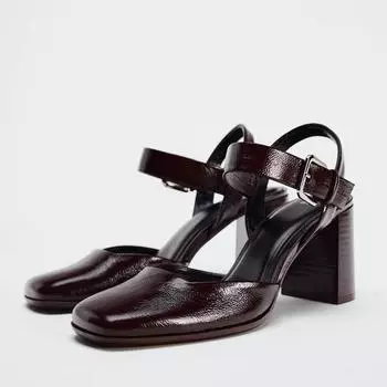 Женские туфли на квадратном каблуке с ремешком на щиколотке, винтажные туфли-лодочки из искусственной кожи с пряжкой на высоком каблуке 36 чёрный