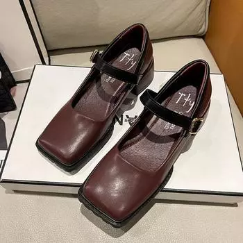 Женские туфли на массивном каблуке Marie Jane в стиле Лолиты, новые весенние трендовые сандалии на среднем каблуке, дизайнерские брендовые туфли-лодочки, женская обувь для вечеринок 36 бежевый