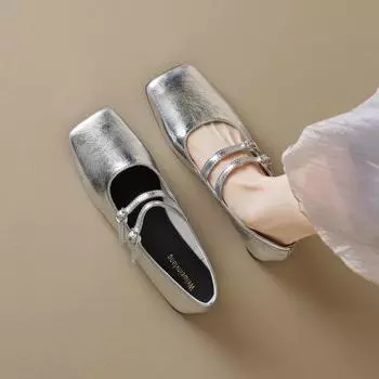 Женские туфли на мягкой плоской подошве 35 серебряный