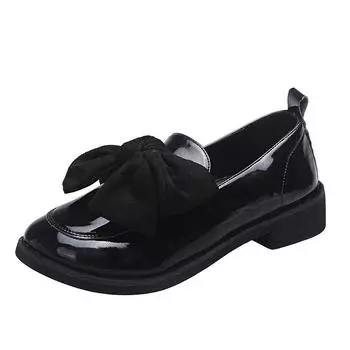 Женские туфли на низком ходу, новые летние модные туфли в стиле Лолиты, туфли на плоской подошве с бантом, туфли Мэри Джейн из кожи, женские туфли на толстом каблуке с жемчугом 35