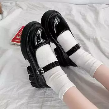 Женские туфли на низком каблуке Модели Туфли Мэри Джейн Женские японские туфли на высоком каблуке Туфли на платформе Harajuku Винтажные туфли Лолита Каблуки 35 бежевый