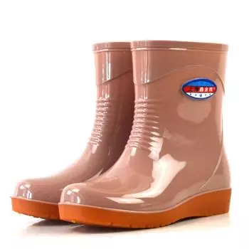 Женские туфли на низком каблуке с круглым носком для отдыха, водонепроницаемые резиновые сапоги средней высоты, резиновые сапоги оптом 37 абрикосовый