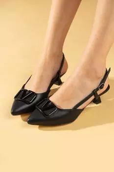 Женские туфли на низком каблуке с V-образной пряжкой и острым носком, 43-11-24Объем