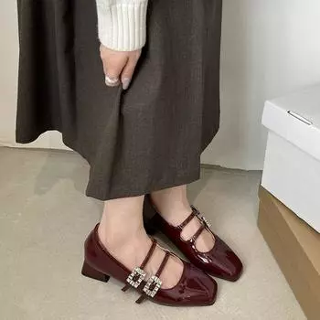 Женские туфли на низком каблуке, сандалии Мэри Джейн, элегантные красные кожаные босоножки на каблуке, женские уличные платья 35 белый