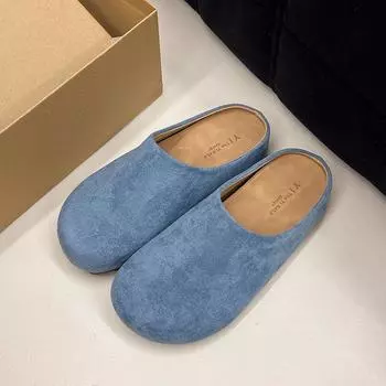 Женские туфли на одной педали, с внутренней высотой, для носки на улице, весенне-летние новые мягкоподошвенные толстоподошвенные полушлепанцы с закрытым носком 35