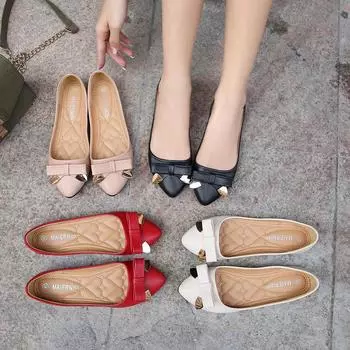 Женские туфли на одну ногу с острым носком и небольшим носком на плоской подошве, повседневные туфли с бабочкой и цветком на плоской подошве, размер 46 36