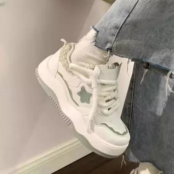 Женские туфли на платформе белые туфли 2025 новые универсальные маленькие ароматные повседневные туфли спортивные туфли для доски ins 35 бежевый