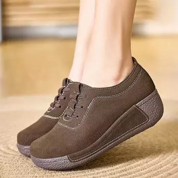 Женские туфли на платформе, черные повседневные элегантные туфли, коричневые туфли, толстая подошва, увеличивающая рост, кроссовки большого размера 35 чёрный