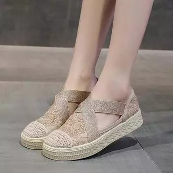 Женские туфли на платформе Fisherman Shoes Женские сетчатые дышащие полые мокасины с толстой подошвой Женские летние туфли Casual Zapatos Mujer 35 чёрный