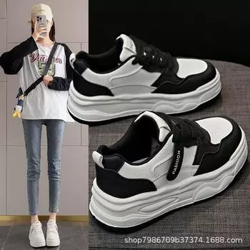 Женские туфли на платформе Muffin, белые туфли Panda Little 2024, новые осенне-зимние бархатные повседневные спортивные туфли для сноуборда, повседневные универсальные 35