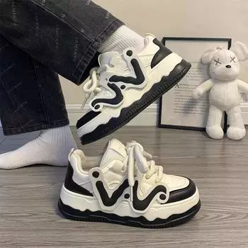 Женские туфли на платформе, осенние, новые дизайнерские белые туфли Sense, женские универсальные туфли Niche Dad 35 чёрный