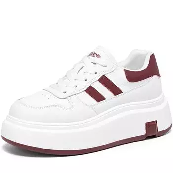 Женские туфли на платформе весна-осень повседневные кроссовки из кожи в стиле пэчворк для девочек на толстой подошве из вулканизированной кожи женские туфли Chaussure Femme 35 красный