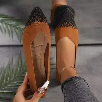 Женские туфли на плоской подошве 2024 года, новые весенние тканые мягкие трикотажные мокасины, женские повседневные кроссовки с небольшим вырезом, женские кроссовки Zapatos De Mujer 36 чёрный