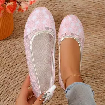 Женские туфли на плоской подошве 2024 года, новые летние кроссовки на плоской подошве, женские туфли Мэри Джейн, дышащие сетчатые балетки, туфли Zapatos De Mujer 35 чёрный