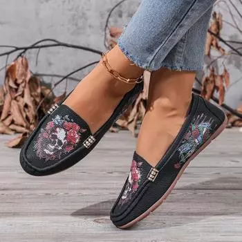 Женские туфли на плоской подошве 2024 года, новые модные туфли на весну и лето, высококачественные туфли с круглым носком, женские дышащие повседневные кроссовки на плоской подошве для женщин 36 чёрный