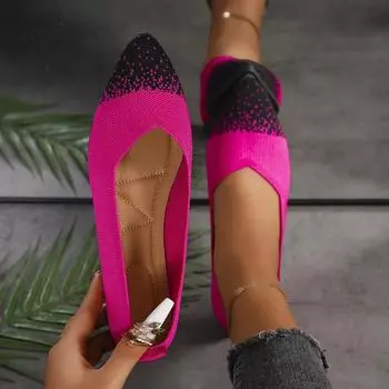 Женские туфли на плоской подошве 2024 года, новые весенние тканые мягкие трикотажные мокасины, женские повседневные кроссовки с небольшим вырезом, женские кроссовки Zapatos De Mujer 36 чёрный