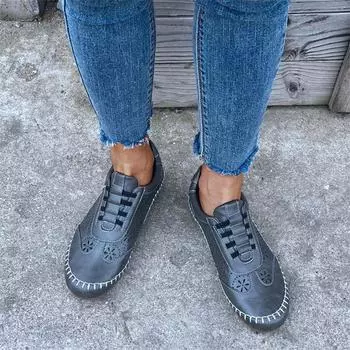 Женские туфли на плоской подошве 2024 года, удобные повседневные туфли на низком каблуке со шнуровкой, уличные нескользящие мокасины Zapatos De Mujer 36 серый