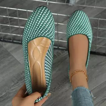 Женские туфли на плоской подошве 2024 года, новые трикотажные мокасины с большим носком, женские дышащие кроссовки на мягкой подошве для отдыха на открытом воздухе, женские кроссовки Zapatos De Mujer 36