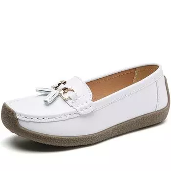 Женские туфли на плоской подошве 35-41, кожаная обувь для отдыха, кожаная обувь для мамы и медсестры 35 чёрный