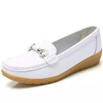 Женские туфли на плоской подошве 35–41, повседневные туфли-лодочки, туфли для мамы и медсестры 35 белый