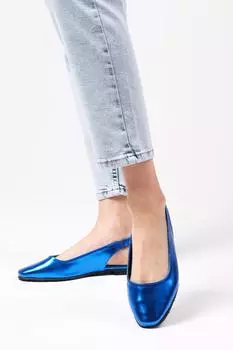 Женские туфли на плоской подошве Ally Metallic Saks, синий цвет, балетки на плоской подошве с открытой спиной