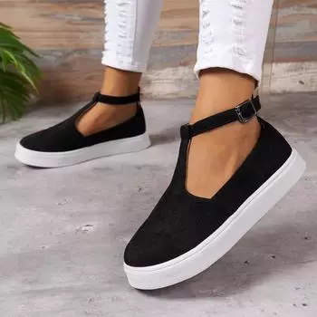 Женские туфли на плоской подошве, большие размеры, однотонные, замшевые, с круглым носком, с низким верхом, с мягкой подошвой, легкие, танцевальные туфли для женщин 36 чёрный