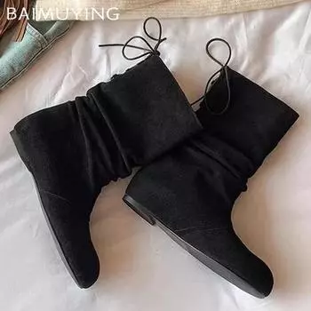 Женские туфли на плоской подошве, ботинки челси, повседневные кроссовки средней длины для женщин, 2025 г., зимние элегантные готические ботильоны для снега, мотоциклетные ботинки для женщин 35 хаки