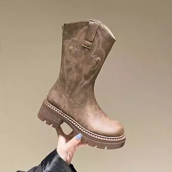 Женские туфли на плоской подошве до середины голени, ботинки «Челси», зимняя модная обувь на платформе, дизайнерские трендовые платья, готические ботинки, удобные для ходьбы, Zapatos Mujer 35