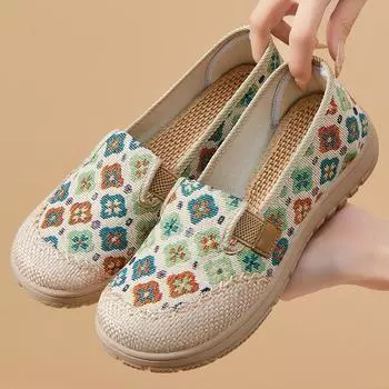 Женские туфли на плоской подошве, дышащие эспадрильи, туфли на плоской подошве без застежек, повседневные балетки, туфли-лоферы с круглым носком, удобная рабочая обувь для ходьбы 36
