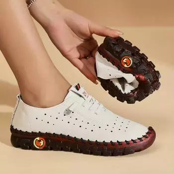 Женские туфли на плоской подошве, дышащие низкие прогулочные туфли на шнуровке, однотонные кроссовки 35 светло-коричневого