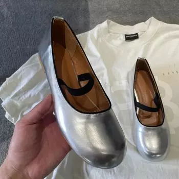 Женские туфли на плоской подошве Golden Single Shoes Женские новые туфли с круглым носком Маленькие кожаные туфли Женские туфли Мэри Джейн на плоской подошве 35 золотой