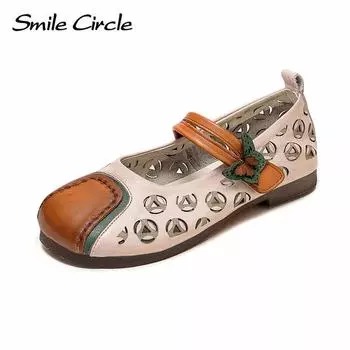 Женские туфли на плоской подошве из натуральной кожи, красочные сандалии с пряжками, модные туфли в стиле ретро с мягкой подошвой