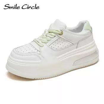 Женские туфли на плоской подошве из натуральной кожи, модные модные дышащие повседневные кроссовки с низким берцем на толстой подошве