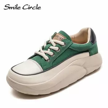 Женские туфли на плоской подошве из натуральной кожи, низкие кроссовки с круглым носком, модная удобная повседневная обувь 36 зелёный