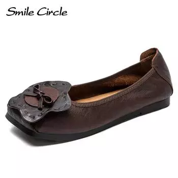 Женские туфли на плоской подошве из натуральной кожи, сандалии с квадратным носком и мягкой подошвой, модная повседневная обувь в стиле ретро 36 оранжевый