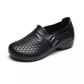 Женские туфли на плоской подошве из натуральной кожи. Лоферы на толстой подошве. Дышащая дизайнерская обувь в стиле ретро. Женская обувь из говяжьего сухожилия на мягкой подошве. 35 чёрный