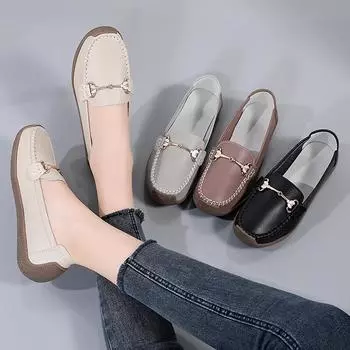 Женские туфли на плоской подошве, коричневые туфли для вождения, мокасины, повседневные черные туфли для медсестер для мам, большой размер 35 чёрный