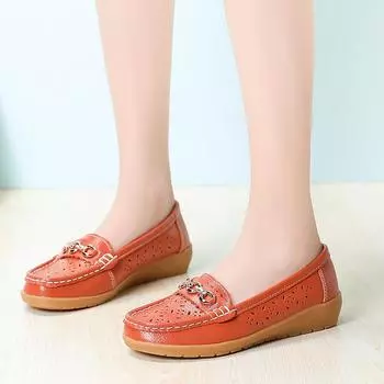 Женские туфли на плоской подошве, кожаные мокасины, повседневные туфли без застежек для ходьбы, минималистичные летние туфли для медсестер для мам 35 жёлтый